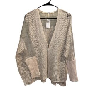 Free people Sweater cardigan lace knit soft wool alpaca blend NEW large